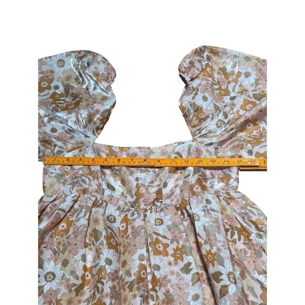 Storia Floral Puff Sleeve Dress Sz-Small Square Neck Romantic Boho Cottagecore - Picture 6 of 8